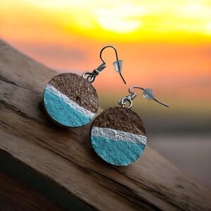 Hand painted cork earrings